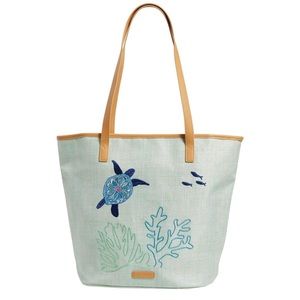 NWT Vera Bradley Large Straw Tote Turtle Dream
